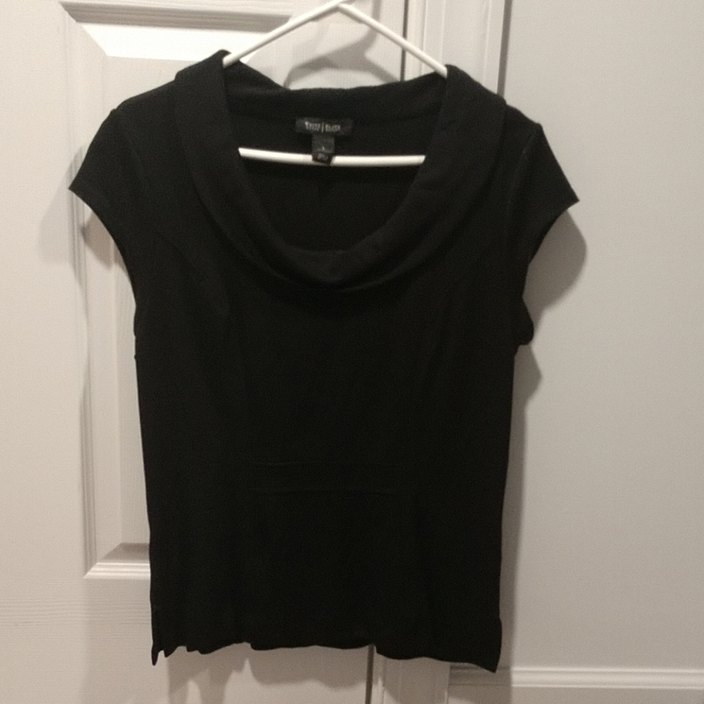 WHBM Black cap sleeve top, cowl neck design